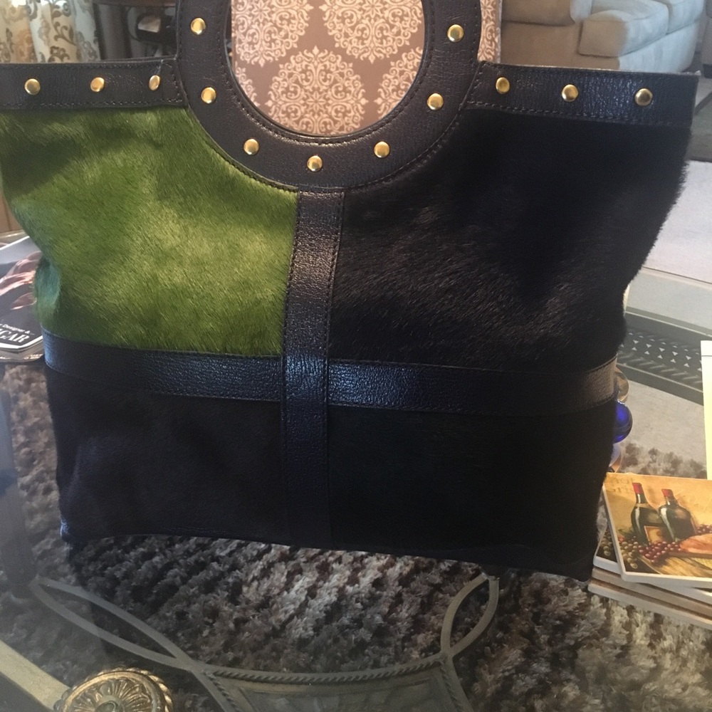 Hype Stylish Green, Brown, Purple and Black Women's Tote Bag - Picture 3 of 6
